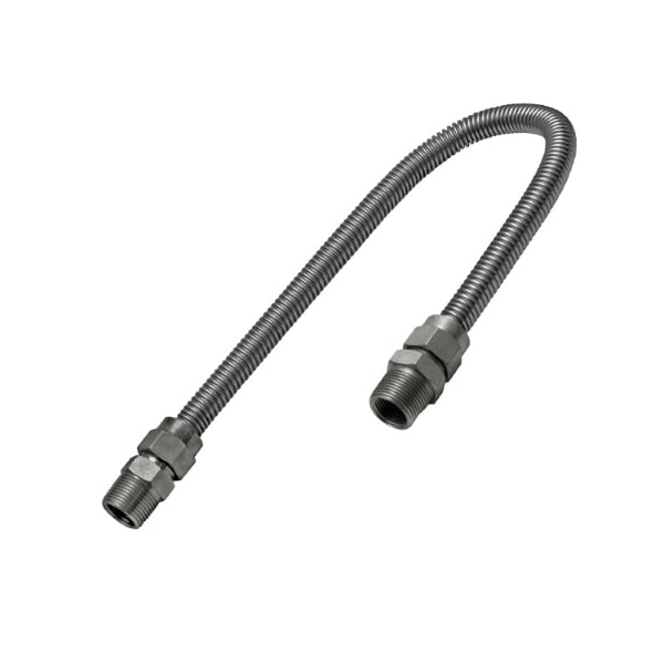 Flextron Gas Line Hose 5/8'' O.D. x 30'' Length with 3/4 in MIP Fittings, Stainless Steel Flexible Connector FTGC-SS12-30N - main